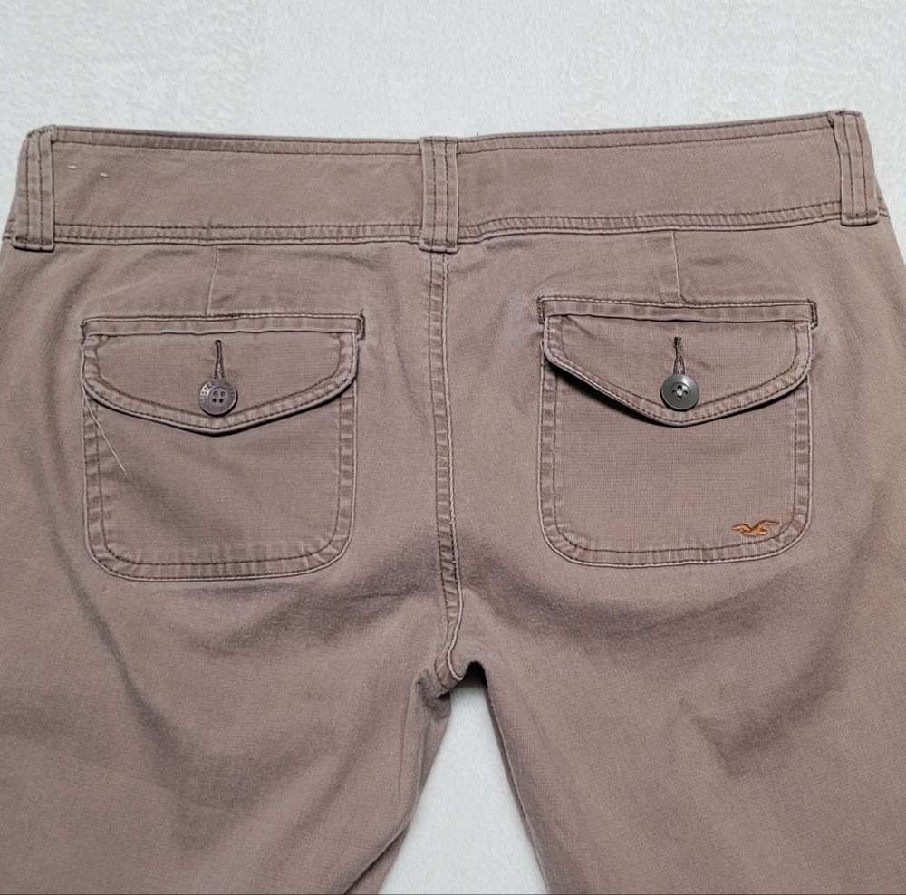 Hollister Surf Company Stretch Vintage 90s Taupe Low Rise Flared Pants Trousers - Picture 7 of 9